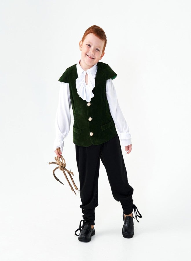 GRAJTCIN Medieval Renaissance Faire Costume Pirate Vest for Boys Lace-up Steampunk Gothic Waistcoat Viking Tunic Vest Green M - Image 5